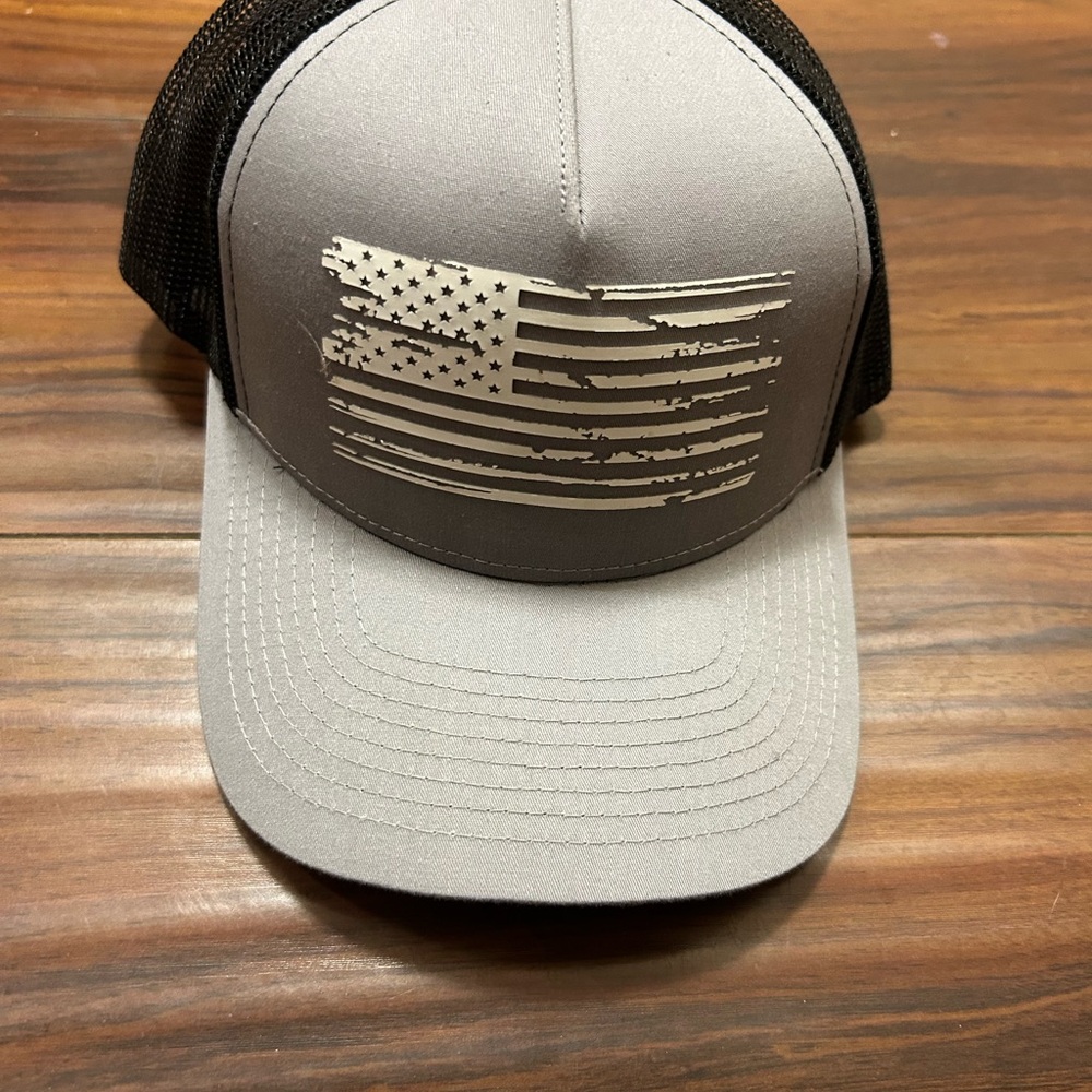 Gray American Flag Trucker Hat, snapback, american flag by authentic